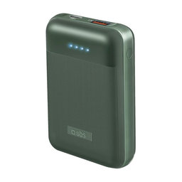 SBS - PowerBank 10 000 mAh, USB, USB-C PowerDelivery 20W, zelená