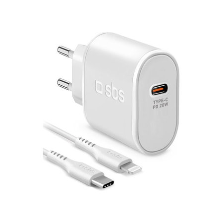 SBS - 20W Nabíjací Adaptér USB-C PowerDelivery + Kábel Lightning (1m), biela