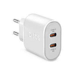 SBS - 20W Nabíjací Adaptér 2x USB-C Power Delivery, biela