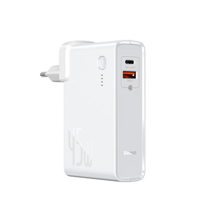 Baseus - Nabíjací Adaptér s Funkciou PowerBank, USB, USB-C, 45W, biela