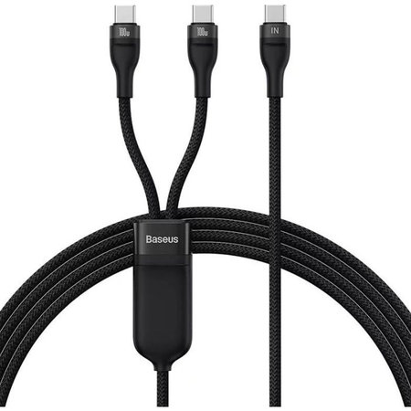 Baseus - USB-C / 2x USB-C Kábel (1.5m), čierna