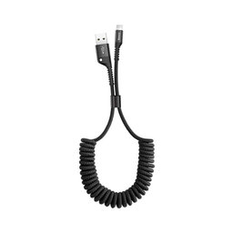 Baseus - Lightning / USB Kábel (1m), pružinový, čierna