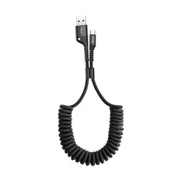 Baseus - USB-C / USB Kábel (1m), pružinový, čierna