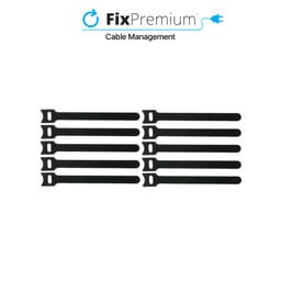 FixPremium - Organizér Káblov - Sťahovacia Páska - Set 10 kusov, čierna