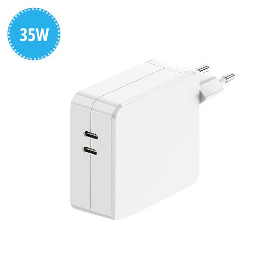 Dual USB-C nabíjací adaptér, 35W, kompatibilný s Apple
