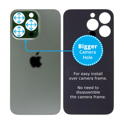 Apple iPhone 13 Pro - Sklo Zadného Housingu so Zväčšeným Otvorom na Kameru (Alpine Green)