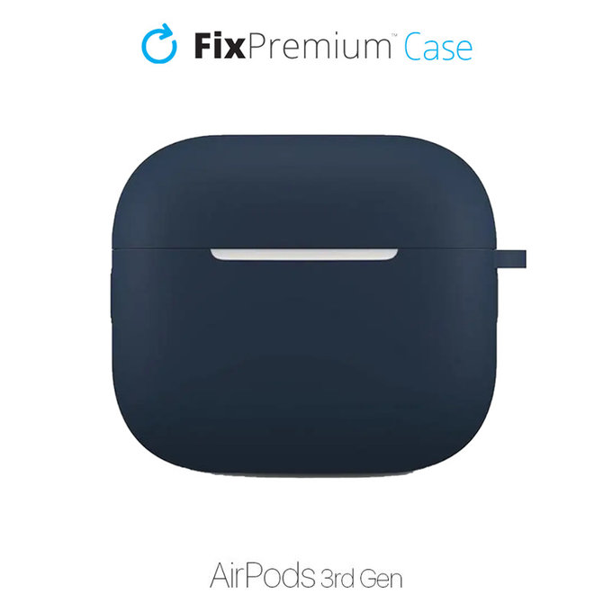 FixPremium - Silikónové Puzdro s Karabinou pre AirPods 3, modrá
