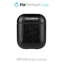 FixPremium - Puzdro z Umelej Kože pre AirPods 1 a 2, čierna