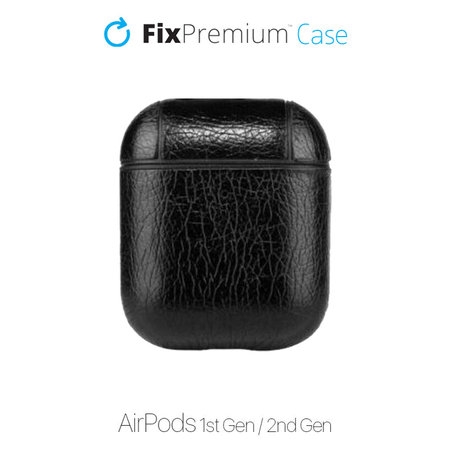 FixPremium - Puzdro z Umelej Kože pre AirPods 1 a 2, čierna