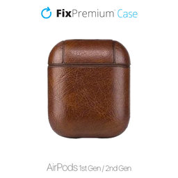 FixPremium - Puzdro z Umelej Kože pre AirPods 1 a 2, hnedá