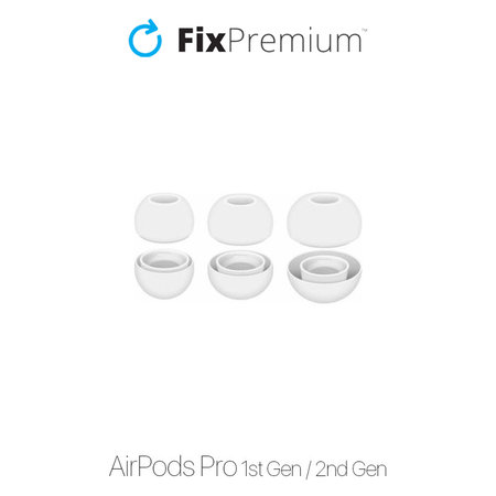 FixPremium - Vymeniteľné Gumičky pre AirPods Pro - Set 3ks (L, M, S), biela