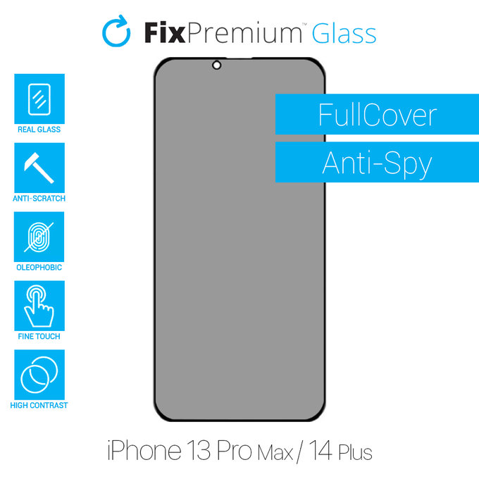 FixPremium Privacy Anti-Spy Glass - Tvrdené Sklo pre iPhone 13 Pro Max a 14 Plus