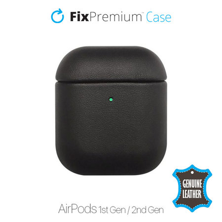 FixPremium - Kožené Puzdro pre AirPods 1 a 2, čierna