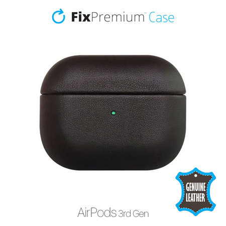 FixPremium - Kožené Puzdro pre AirPods 3, čierna