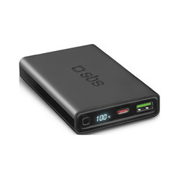 SBS - PowerBank s LCD 10 000 mAh, USB, USB-C PowerDelivery 20W, čierna