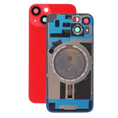 Apple iPhone 14 - Sklo Zadného Housingu + Sklíčko Kamery + Kovový Pliešok + Magsafe Magnet (Red)