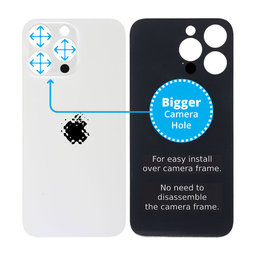 Apple iPhone 14 Pro Max - Sklo Zadného Housingu so Zväčšeným Otvorom na Kameru (Silver)