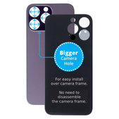 Apple iPhone 14 Pro Max - Sklo Zadného Housingu so Zväčšeným Otvorom na Kameru (Deep Purple)