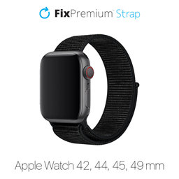 FixPremium - Nylonový Remienok pre Apple Watch (42, 44, 45 a 49mm), čierna