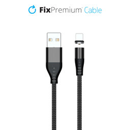 FixPremium - Lightning / USB Magnetický Kábel (1m), čierna