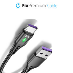 FixPremium - USB-C / USB Kábel s LED Indikátorom (1m), čierna