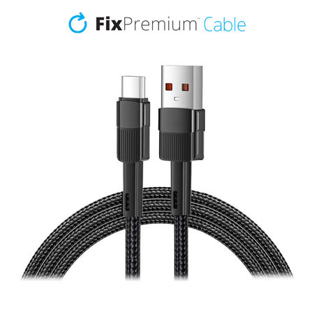 FixPremium - USB-C / USB Kábel s Rýchlym Nabíjaním (1m), čierna
