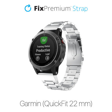 FixPremium - Remienok z Nehrdzavejúcej Ocele pre Garmin (QuickFit 22mm), strieborný