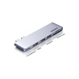 UGREEN - Dual USB-C Hub 6v1, sivá