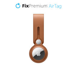FixPremium - Kožená Kľúčenka pre AirTag, hnedá