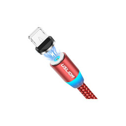 USLION - Lightning / USB Magnetický Kábel (1m), červená