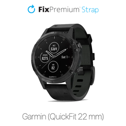 FixPremium - Kožený Remienok pre Garmin (QuickFit 22mm), čierna