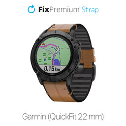 FixPremium - Kožený Remienok pre Garmin (QuickFit 22mm), svetlá hnedá