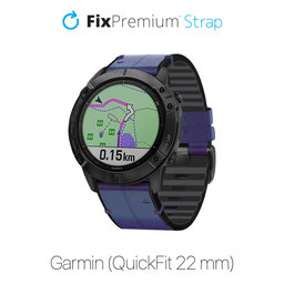 FixPremium - Kožený Remienok pre Garmin (QuickFit 22mm), modrá