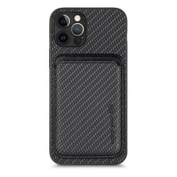 FixPremium - Puzdro Carbon s MagSafe Wallet pre iPhone 12 Pro Max, čierna