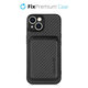 FixPremium - Puzdro Carbon s MagSafe Wallet pre iPhone 13 a 14, čierna
