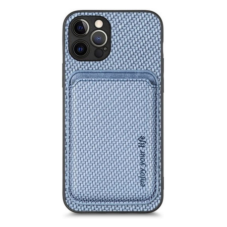 FixPremium - Puzdro Carbon s MagSafe Wallet pre iPhone 12 Pro Max, modrá