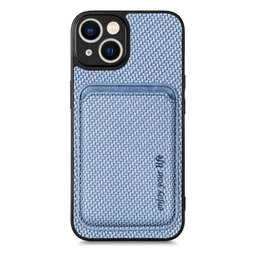 FixPremium - Puzdro Carbon s MagSafe Wallet pre iPhone 14 Plus, modrá