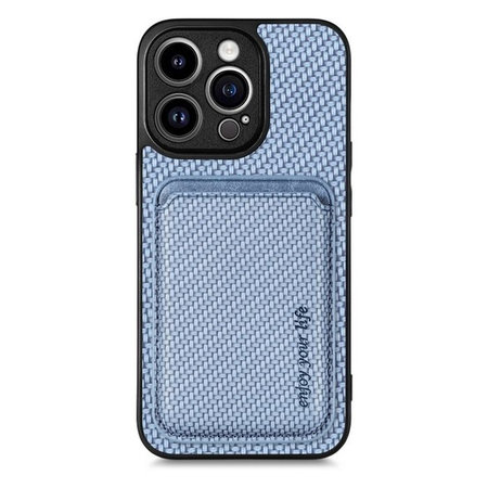FixPremium - Puzdro Carbon s MagSafe Wallet pre iPhone 14 Pro, modrá
