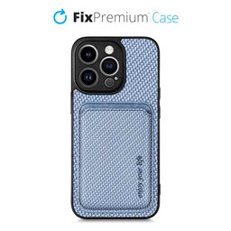 FixPremium - Puzdro Carbon s MagSafe Wallet pre iPhone 14 Pro Max, modrá