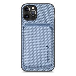 FixPremium - Puzdro Carbon s MagSafe Wallet pre iPhone 12 Pro, modrá