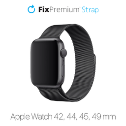 FixPremium - Remienok Milanese Loop pre Apple Watch (42, 44, 45 a 49mm), čierna