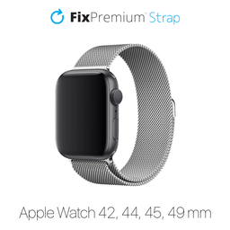 FixPremium - Remienok Milanese Loop pre Apple Watch (42, 44, 45 a 49mm), strieborná