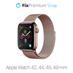 FixPremium - Remienok Milanese Loop pre Apple Watch (42, 44, 45 a 49mm), rose gold