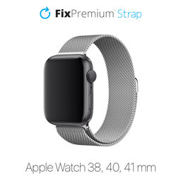 FixPremium - Remienok Milanese Loop pre Apple Watch (38, 40 a 41mm), strieborná