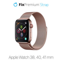 FixPremium - Remienok Milanese Loop pre Apple Watch (38, 40 a 41mm), rose gold
