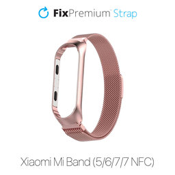 FixPremium - Remienok Milanese Loop pre Xiaomi Mi Band (5/6/7/7 NFC), rose gold