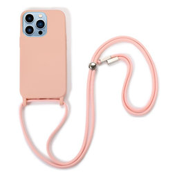 FixPremium - Silikónové Puzdro so Šnúrkou pre iPhone 14 Pro Max, ružová