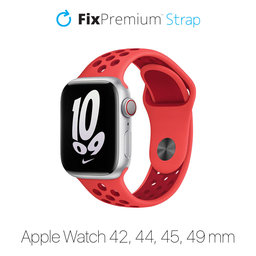 FixPremium - Silikónový Športový Remienok pre Apple Watch (42, 44, 45 a 49mm), červená