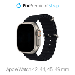 FixPremium - Remienok Ocean Loop pre Apple Watch (42, 44, 45 a 49mm), čierna