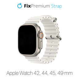 FixPremium - Remienok Ocean Loop pre Apple Watch (42, 44, 45 a 49mm), biela